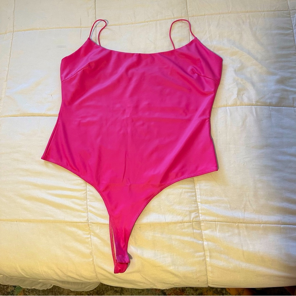 Pink Pleather Bodysuit